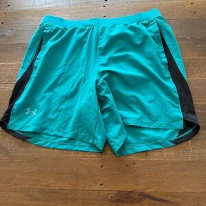 Under Armour Men's Turquoise and Black Athletic Shorts